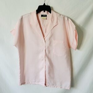 Vintage 80s White and Pink Candy Striped Blouse